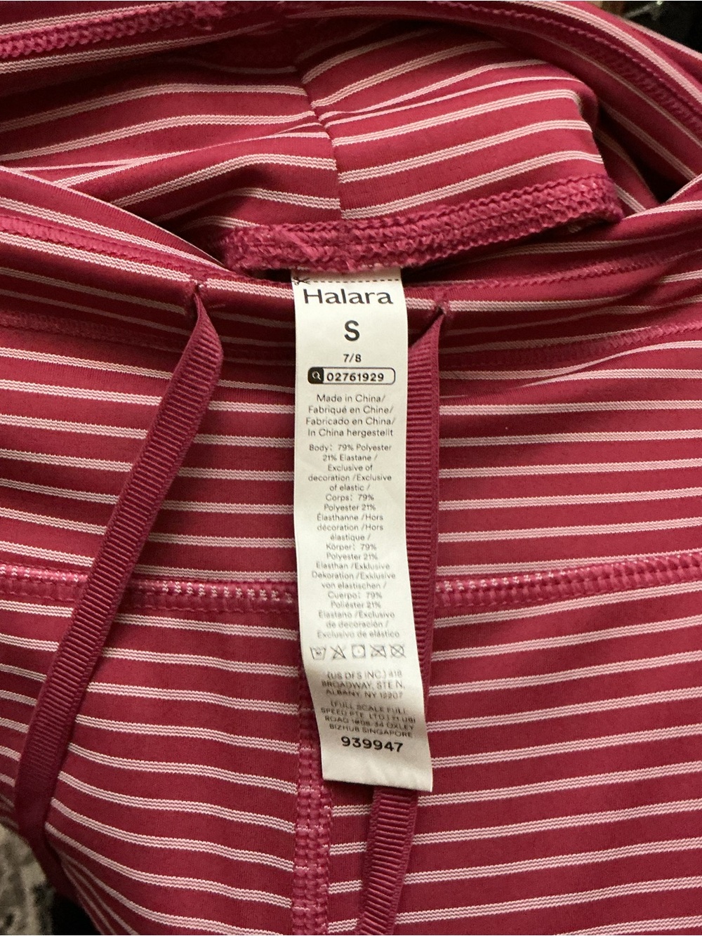 HALARA Red & White Striped Leggings with Drawstring Waist - Picture 3 of 3